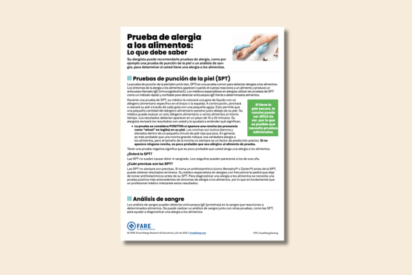Food Allergy Testing Spanish PDF Preview